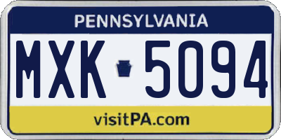 PA license plate MXK5094