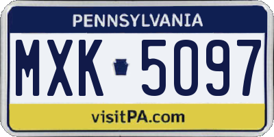 PA license plate MXK5097