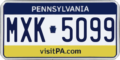 PA license plate MXK5099