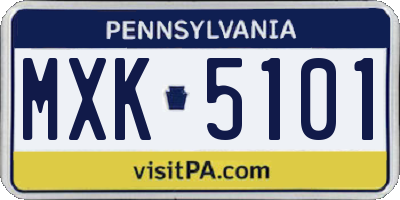 PA license plate MXK5101