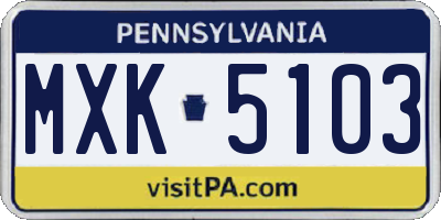 PA license plate MXK5103