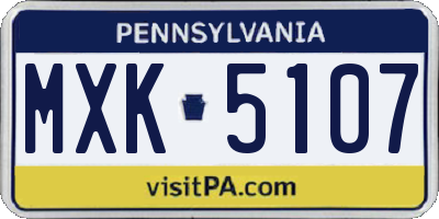 PA license plate MXK5107