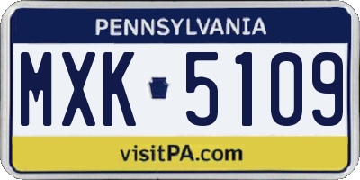 PA license plate MXK5109