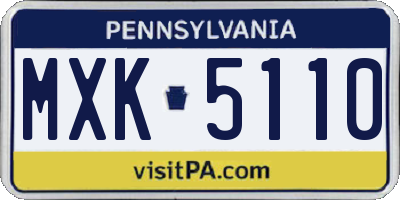 PA license plate MXK5110