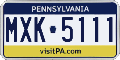 PA license plate MXK5111