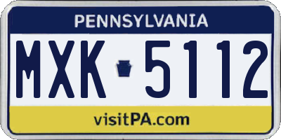 PA license plate MXK5112