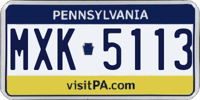PA license plate MXK5113