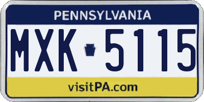 PA license plate MXK5115
