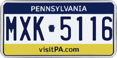 PA license plate MXK5116