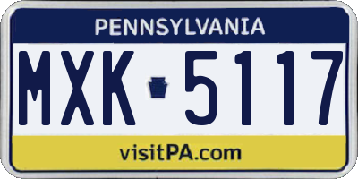 PA license plate MXK5117