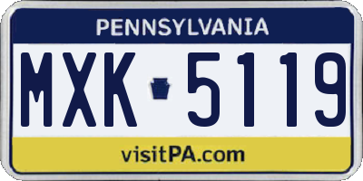 PA license plate MXK5119