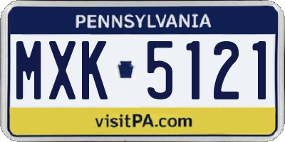 PA license plate MXK5121