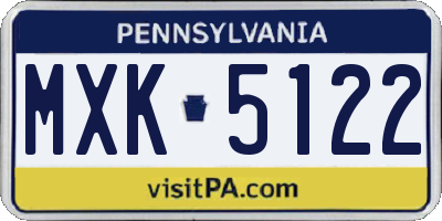 PA license plate MXK5122