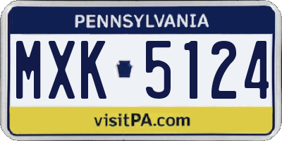 PA license plate MXK5124