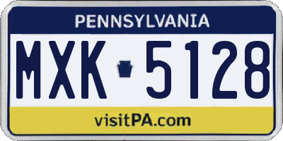 PA license plate MXK5128