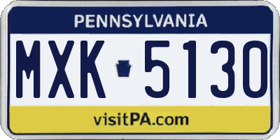PA license plate MXK5130