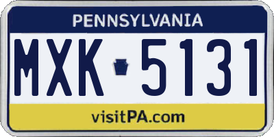 PA license plate MXK5131