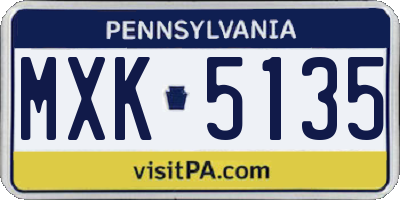 PA license plate MXK5135