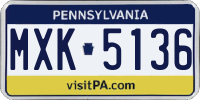 PA license plate MXK5136