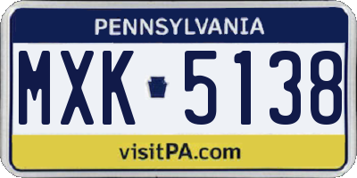 PA license plate MXK5138