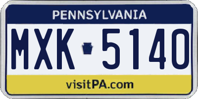 PA license plate MXK5140