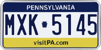 PA license plate MXK5145