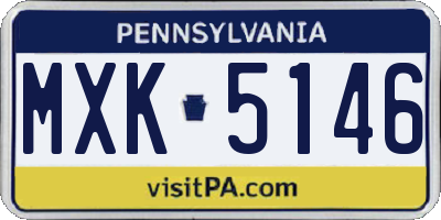 PA license plate MXK5146