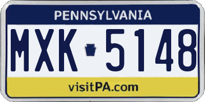 PA license plate MXK5148