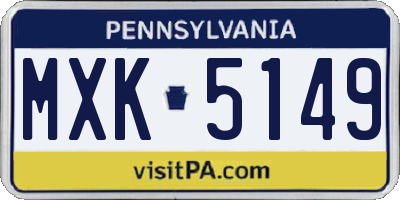 PA license plate MXK5149