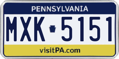 PA license plate MXK5151