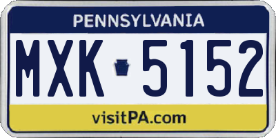 PA license plate MXK5152