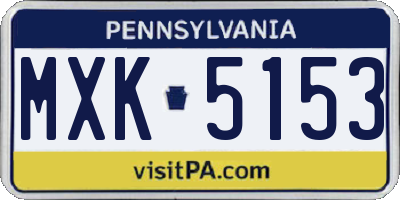 PA license plate MXK5153
