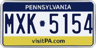 PA license plate MXK5154