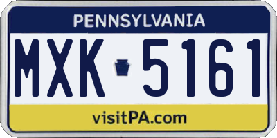 PA license plate MXK5161