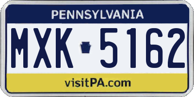 PA license plate MXK5162