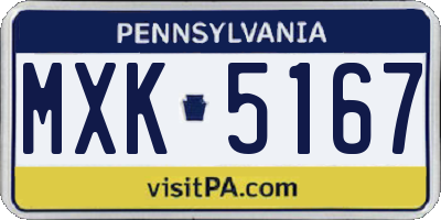 PA license plate MXK5167
