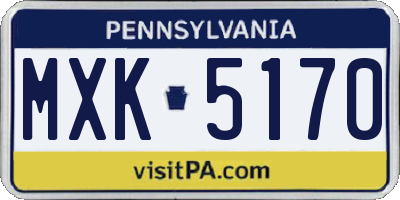 PA license plate MXK5170