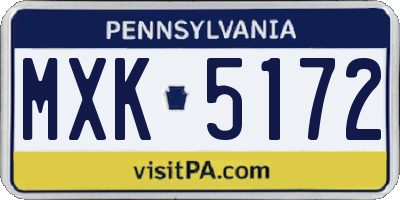 PA license plate MXK5172