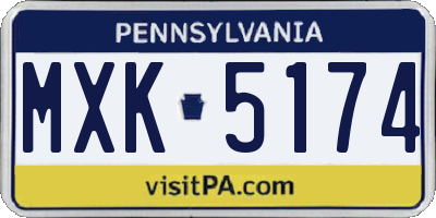 PA license plate MXK5174