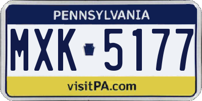 PA license plate MXK5177