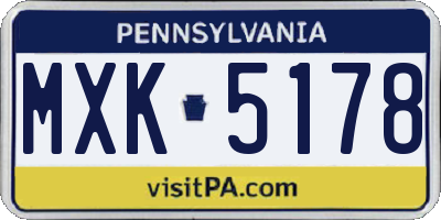 PA license plate MXK5178