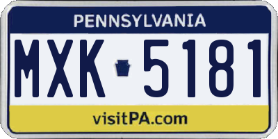 PA license plate MXK5181