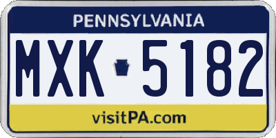 PA license plate MXK5182