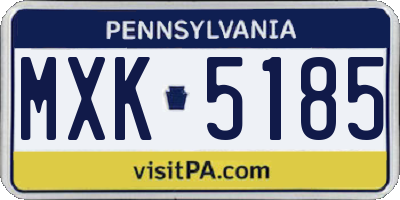 PA license plate MXK5185
