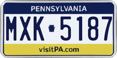 PA license plate MXK5187