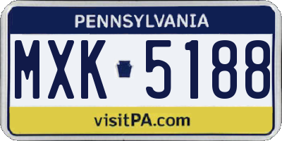 PA license plate MXK5188