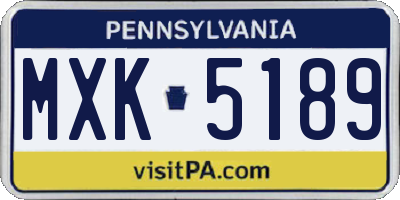 PA license plate MXK5189