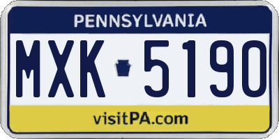 PA license plate MXK5190