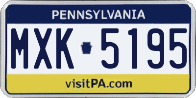 PA license plate MXK5195