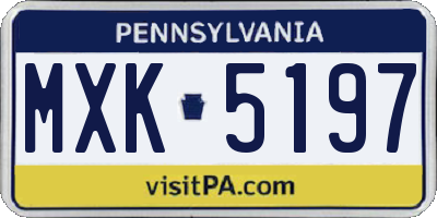 PA license plate MXK5197